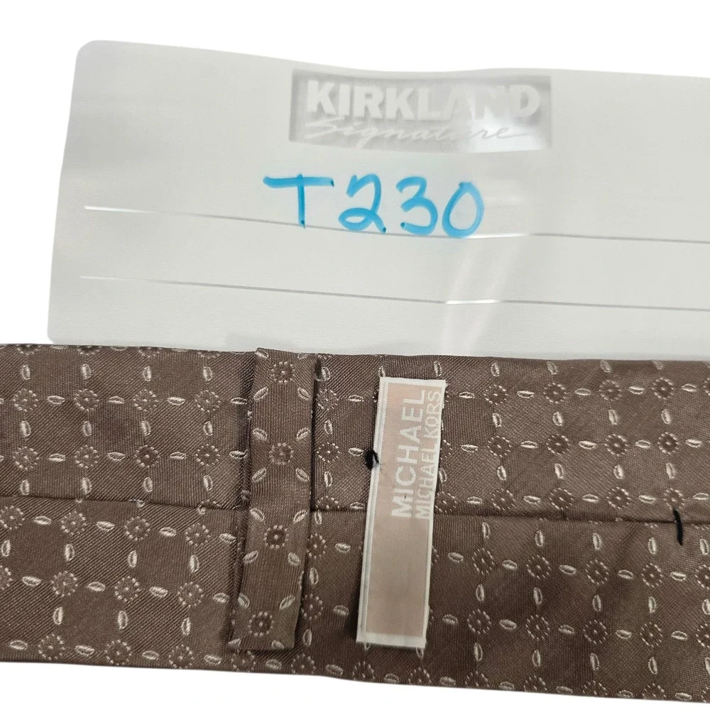 Michael Kors MK Mens Necktie Brown 100% Silk Floral Woven Designer Business Suit